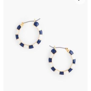 Talbots Gold Hoops with Navy and White Enamel Blocks